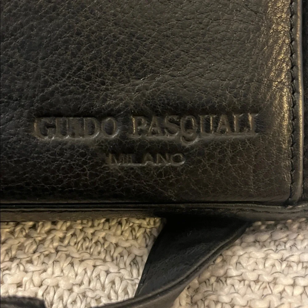 Guido Pasquali Milano Black Soft Pebbled Leather Briefcase Laptop Attaché  Bag